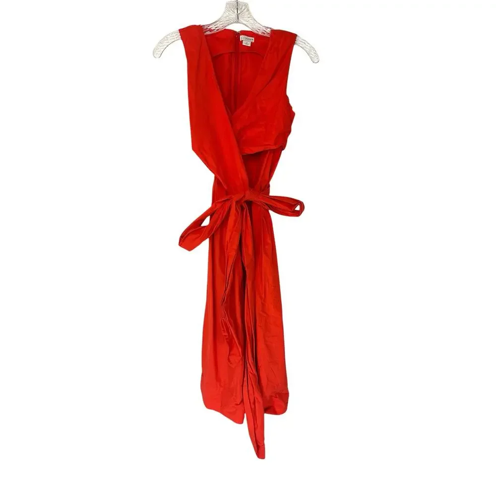 J.Crew Orange Organic Cotton Classy Dressy‎ Sleeve Wrap Top Shirtdress Size 2